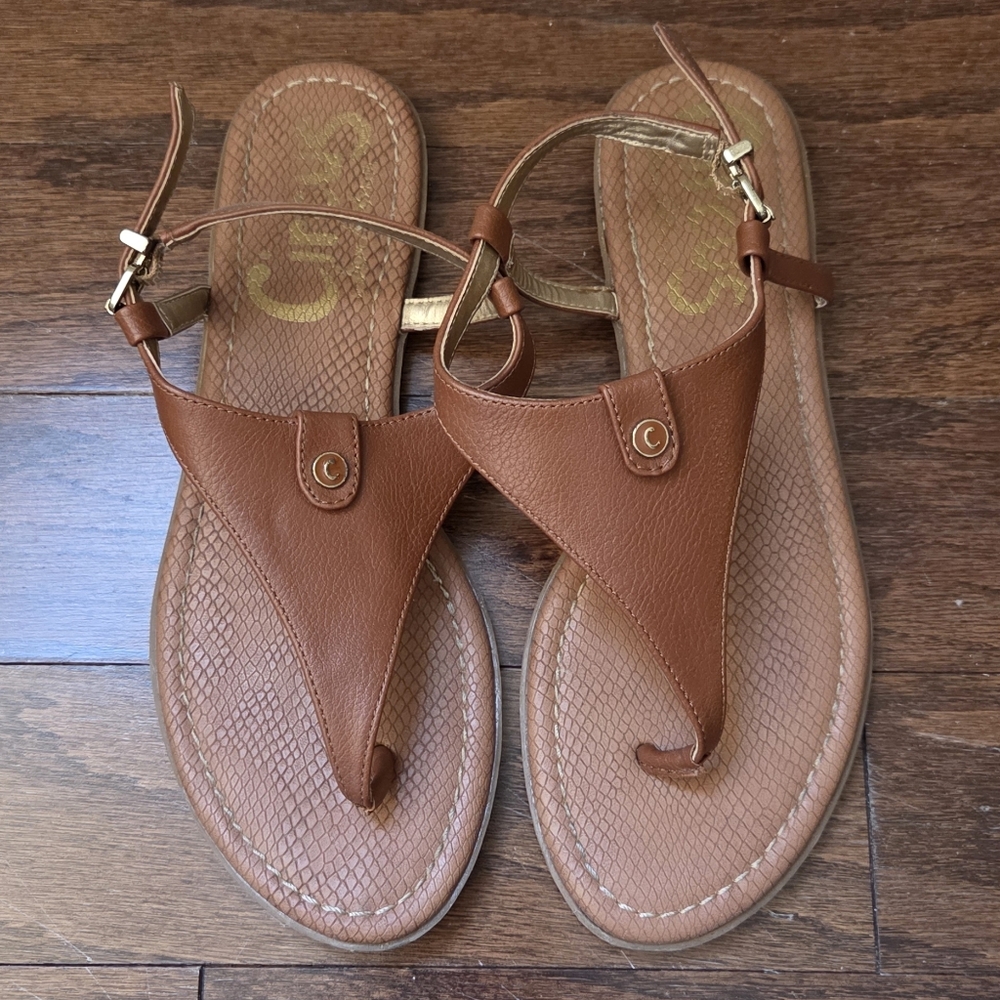 Circus by Sam Edelman Women's Carolina Cognac T-Strap Sandals Size 8.5